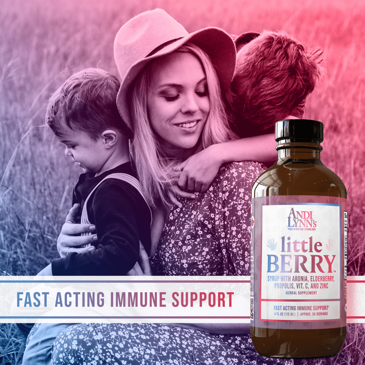 Mother with Children LittleBerry Kids Immune Support Syrup